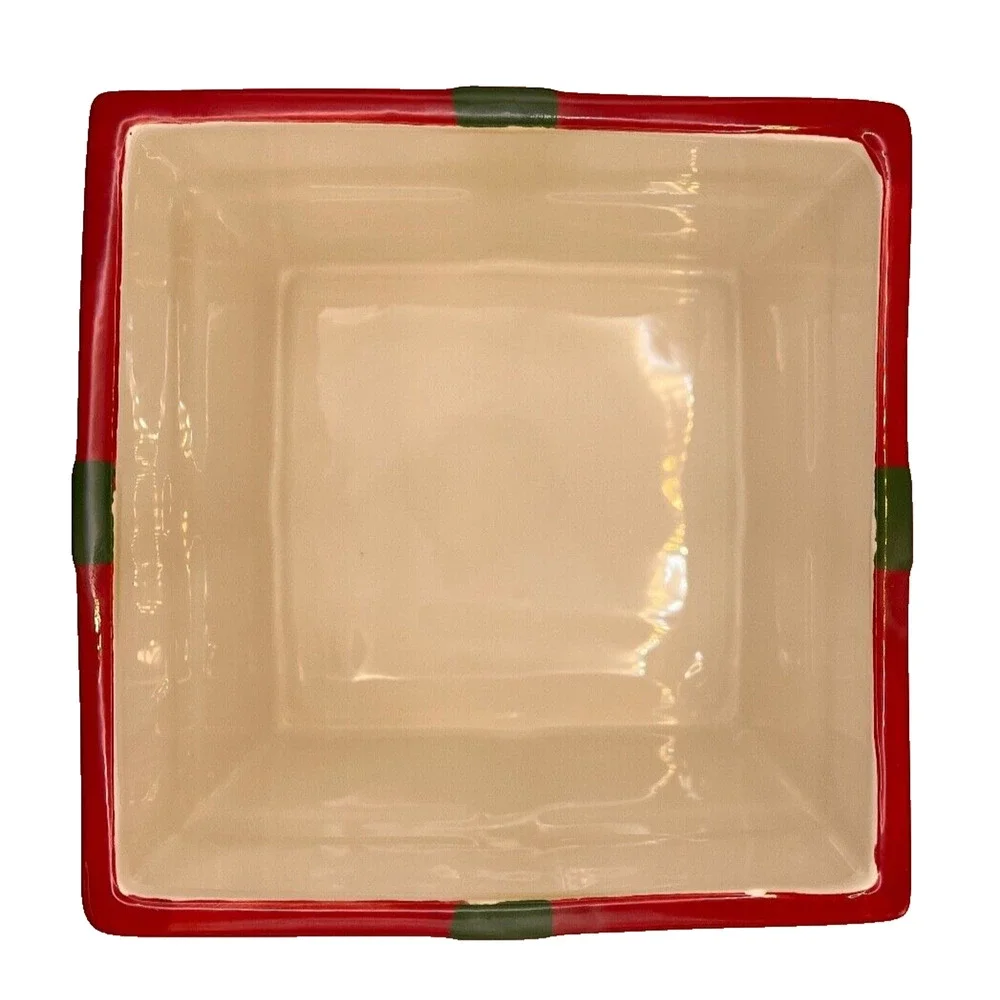 Crafty Christmas Collection Red Ceramic Box With Green Polka dot and Ribbon Jar